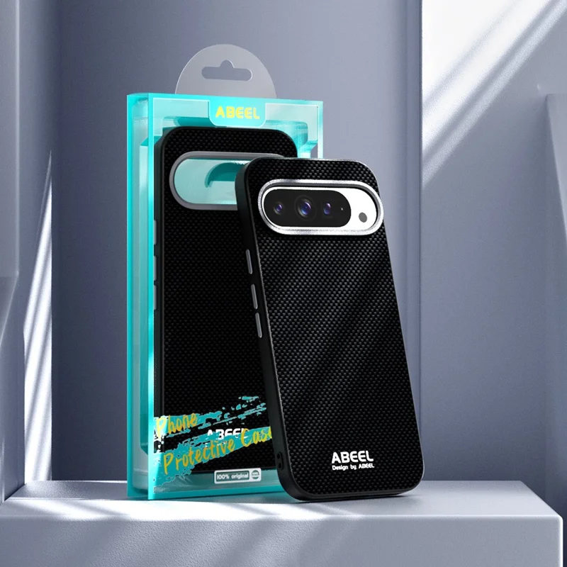 ABEEL For Google Pixel 9a Magnetic Case Printed PC TPU Aluminum Alloy Leather Phone Cover - Blue