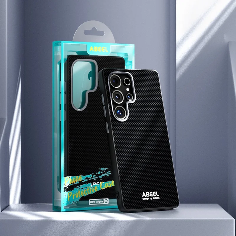 Capa ABEEL para Samsung Galaxy S25 Ultra Compatível com MagSafe - Capa de Telefone em PC, TPU, Liga de Alumínio e Couro - Preta