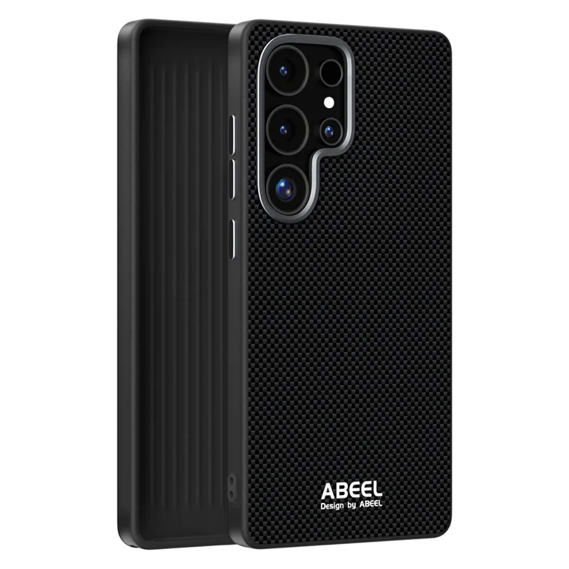 Capa ABEEL para Samsung Galaxy S25 Ultra Compatível com MagSafe - Capa de Telefone em PC, TPU, Liga de Alumínio e Couro - Preta