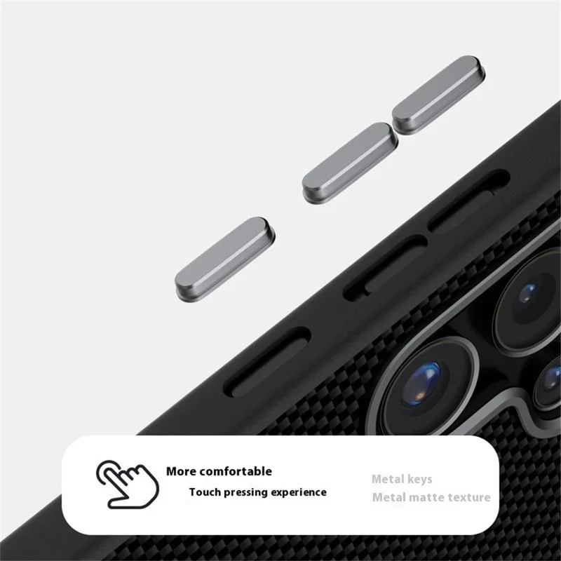 Capa ABEEL para Samsung Galaxy S25 Ultra Compatível com MagSafe - Capa de Telefone em PC, TPU, Liga de Alumínio e Couro - Preta