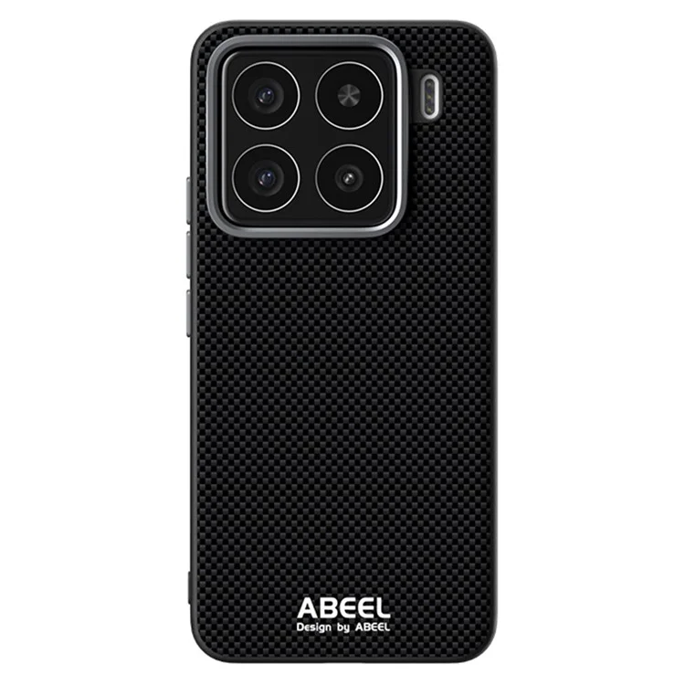 ABEEL для Xiaomi 15 Чехол, совместимый с MagSafe, с принтом, ПК-TPU, алюминиевый сплав, кожаный чехол для телефона - Черный