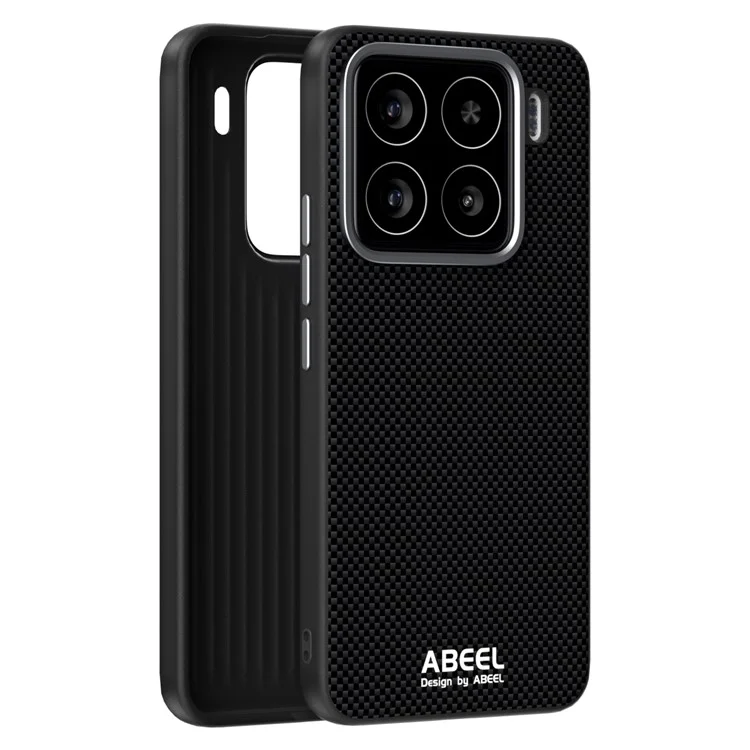 ABEEL для Xiaomi 15 Чехол, совместимый с MagSafe, с принтом, ПК-TPU, алюминиевый сплав, кожаный чехол для телефона - Черный
