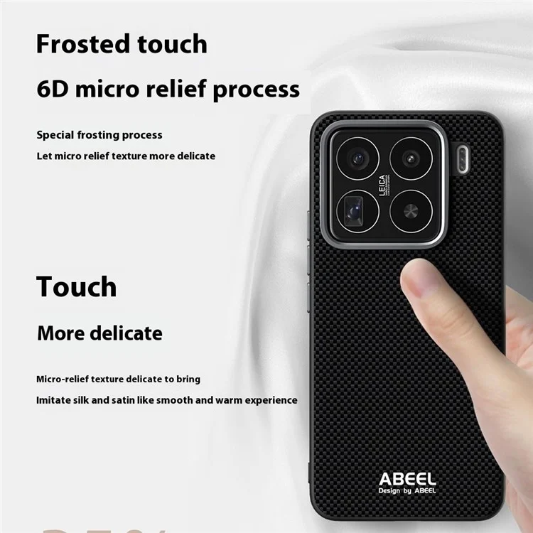 ABEEL для Xiaomi 15 Чехол, совместимый с MagSafe, с принтом, ПК-TPU, алюминиевый сплав, кожаный чехол для телефона - Черный