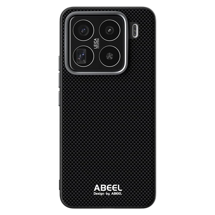 ABEEL Чехол для Xiaomi 15 Pro совместимый с MagSafe, с печатным ПК, ТПУ, алюминиевый сплав, кожаный чехол для телефона - черный
