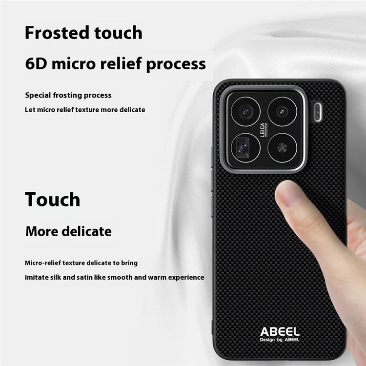 ABEEL Чехол для Xiaomi 15 Pro совместимый с MagSafe, с печатным ПК, ТПУ, алюминиевый сплав, кожаный чехол для телефона - черный