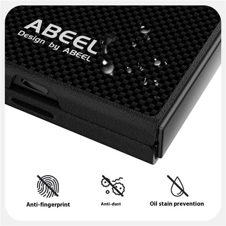 ABEEL Para Samsung Galaxy Z Fold5 5G Funda Compatible con MagSafe, Diseño Impreso PC TPU Aleación de Aluminio Funda de Cuero para Móvil - Negro