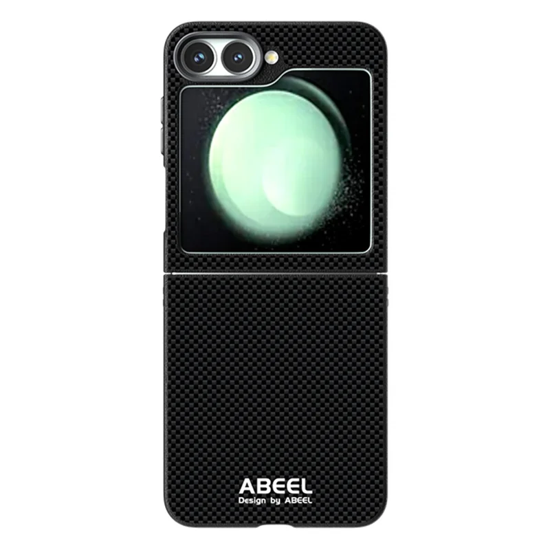 ABEEL Para Samsung Galaxy Z Flip6 5G Capa Compatível com MagSafe, Impressa em PC TPU, Liga de Alumínio e Couro - Preto