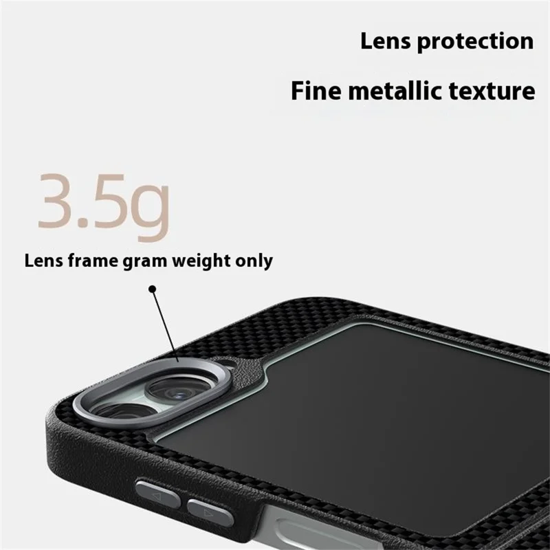 ABEEL Para Samsung Galaxy Z Flip6 5G Capa Compatível com MagSafe, Impressa em PC TPU, Liga de Alumínio e Couro - Preto