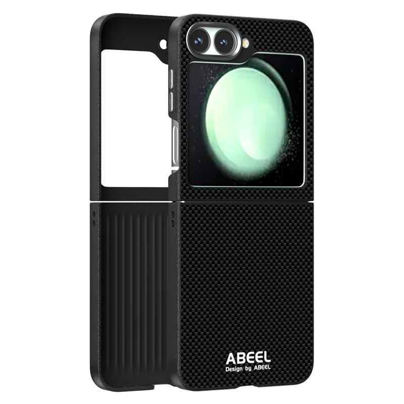 ABEEL Per Samsung Galaxy Z Flip5 5G Cover Compatibile con MagSafe, in PC TPU e Lega di Alluminio con Rivestimento in Pelle - Nero