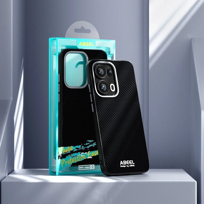 ABEEL For Oppo Reno13 Pro 5G Case Compatible with MagSafe Printed PC TPU Aluminum Alloy Leather Phone Cover - Black