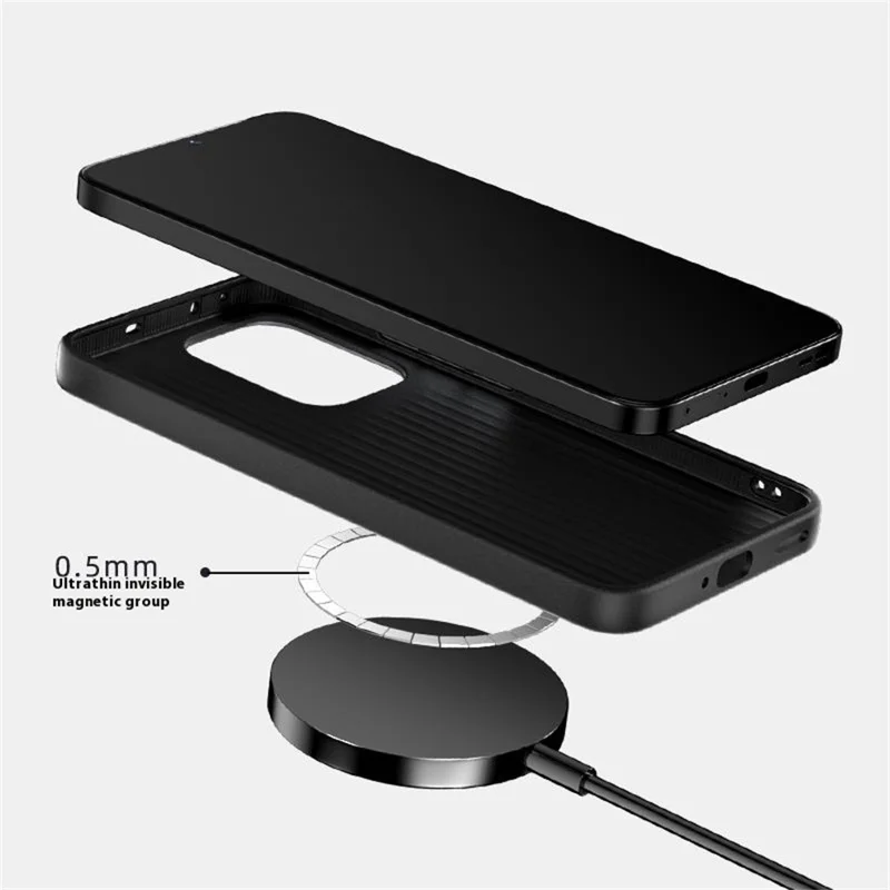 ABEEL For Oppo Reno13 Pro 5G Case Compatible with MagSafe Printed PC TPU Aluminum Alloy Leather Phone Cover - Black