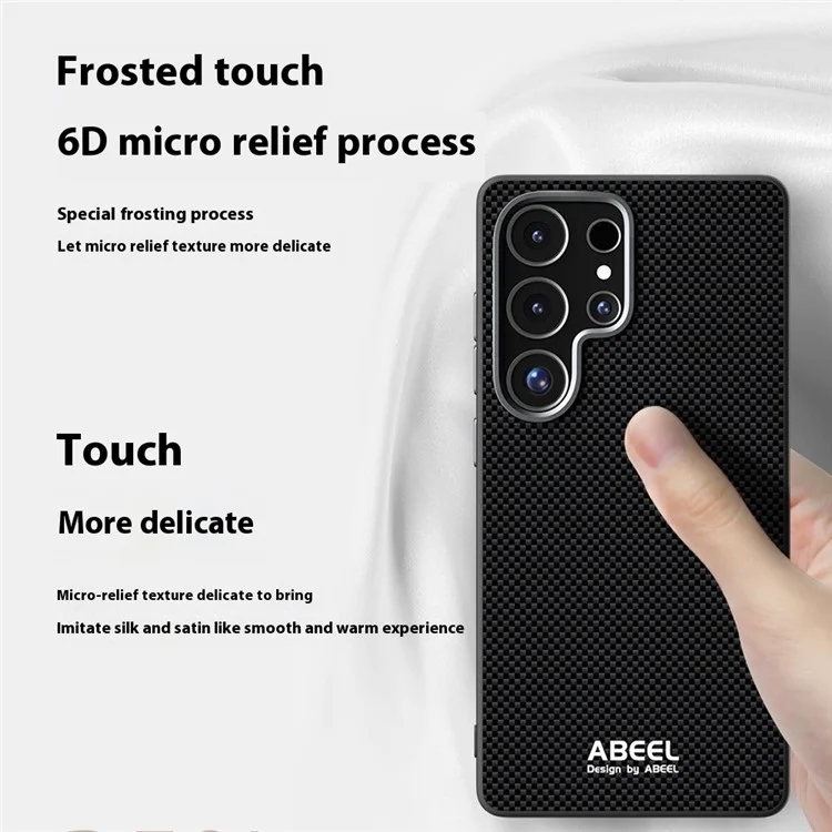 ABEEL Hülle für Samsung Galaxy S24 Ultra Kompatibel mit MagSafe Bedrucktes PC TPU Aluminium Leder Handyhülle - Schwarz