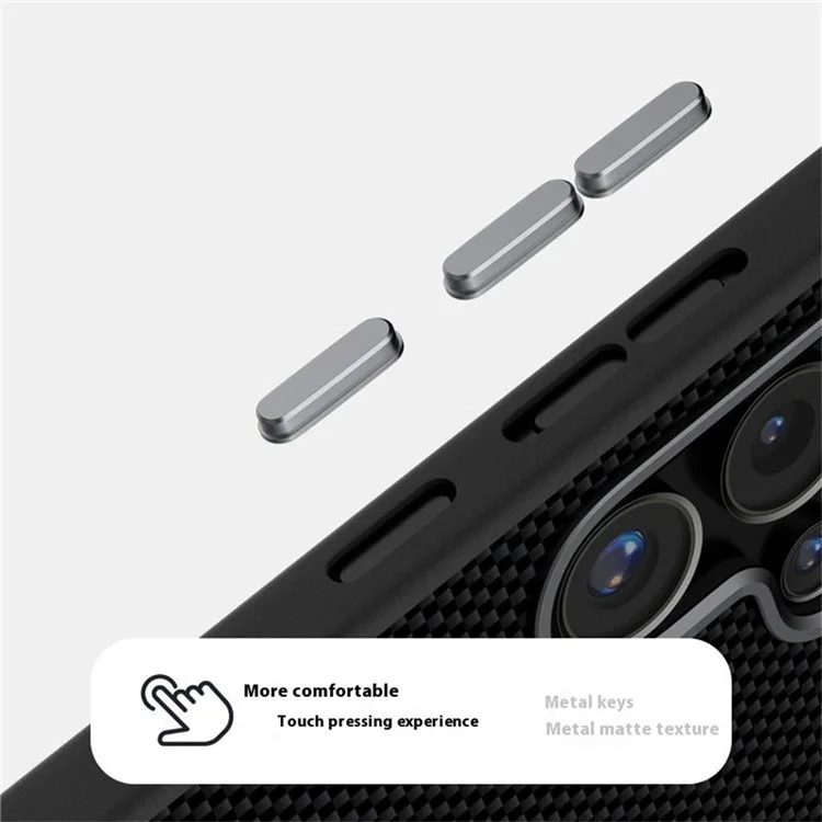 ABEEL Hülle für Samsung Galaxy S24 Ultra Kompatibel mit MagSafe Bedrucktes PC TPU Aluminium Leder Handyhülle - Schwarz
