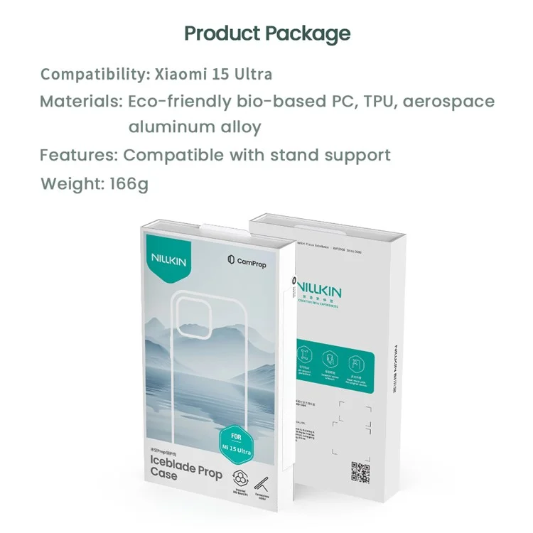 NILLKIN Iceblade Prop per Xiaomi 15 Ultra Cover Protezione Lente con Supporto in PC + TPU - Verde
