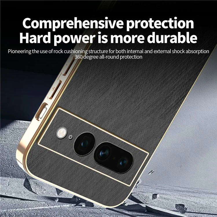 KADEM для Google Pixel 7 Pro 5G Чехол с электролитической обработкой, текстура шелка, PU + TPU накладка на заднюю панель - Черный