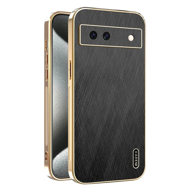 KADEM Pour Étui Google Pixel 8a Électroplaqué Texture Soyeuse PU + TPU Coque Arrière de Téléphone - Noir