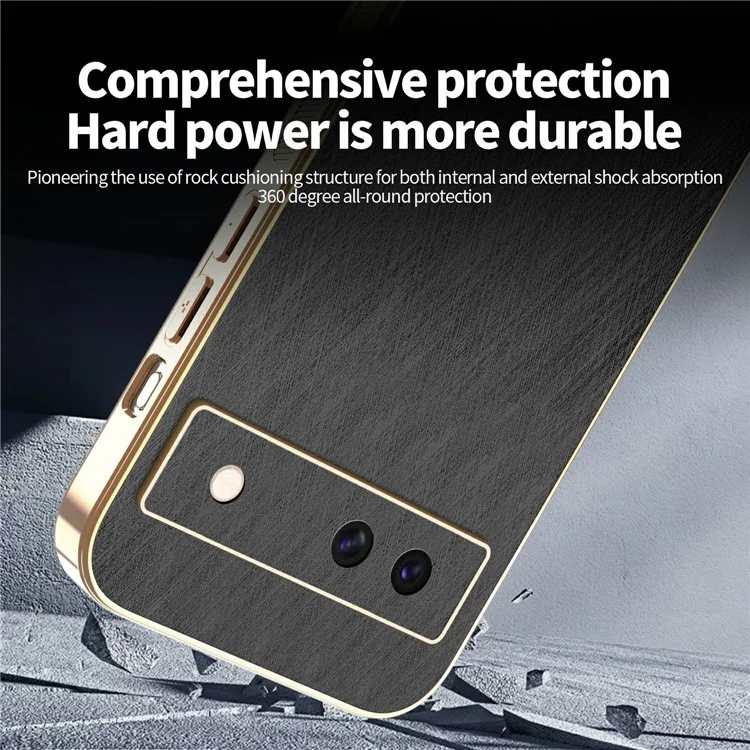 KADEM Pour Étui Google Pixel 8a Électroplaqué Texture Soyeuse PU + TPU Coque Arrière de Téléphone - Noir