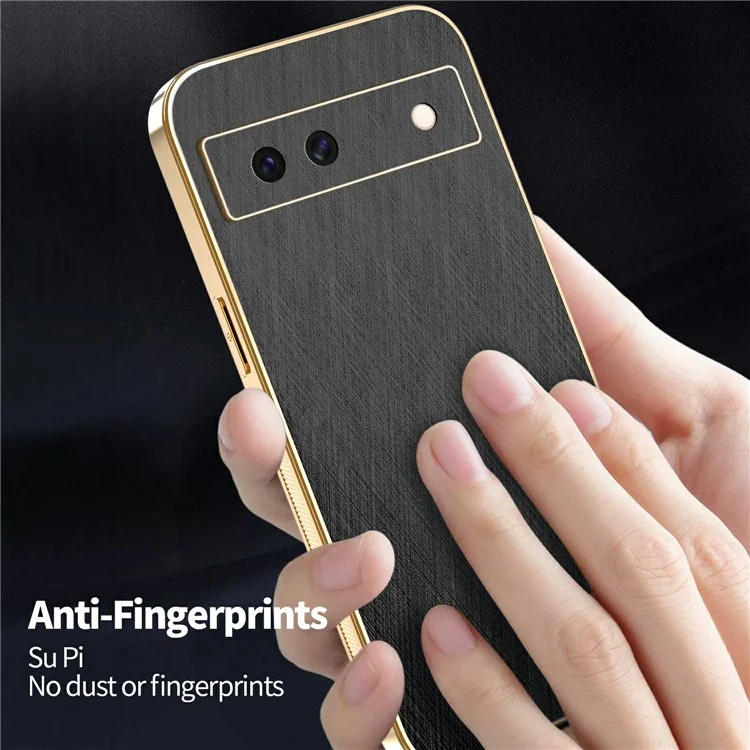 KADEM Pour Étui Google Pixel 8a Électroplaqué Texture Soyeuse PU + TPU Coque Arrière de Téléphone - Noir
