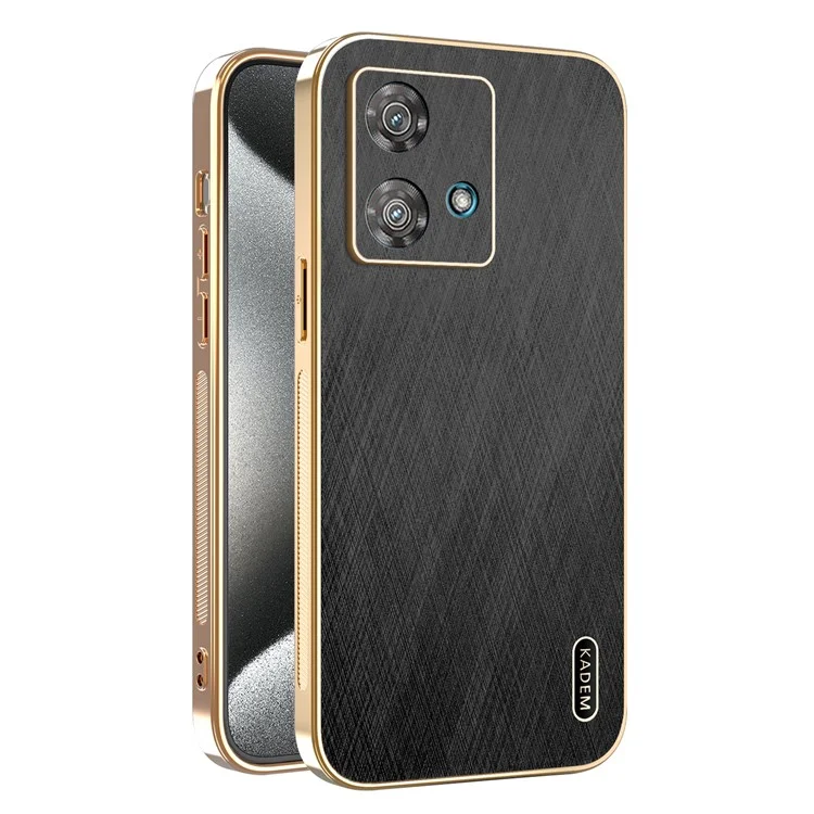 KADEM Pour Motorola Edge 40 Neo 5G Étui Électropoli Texture Soyeuse PU + TPU Coque Arrière de Téléphone - Noir
