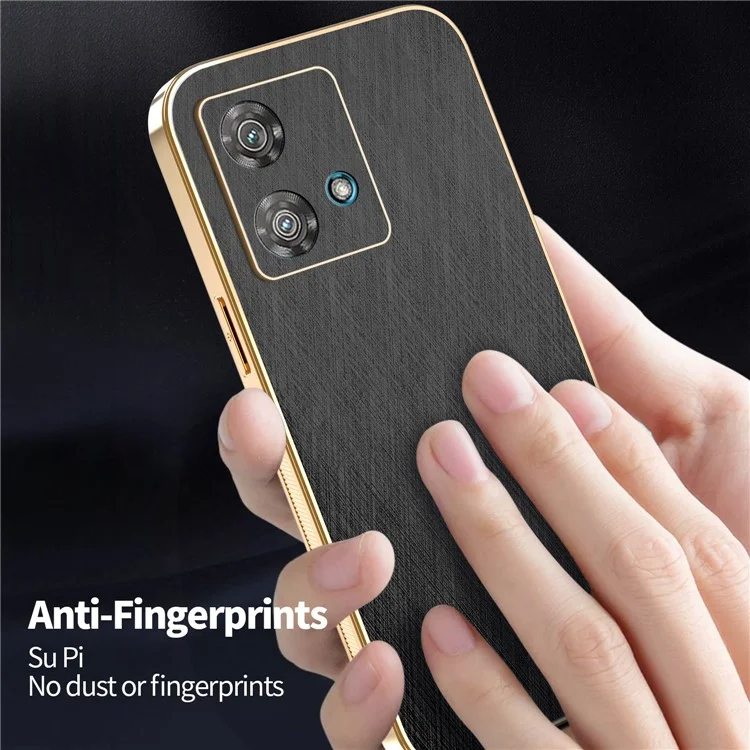 KADEM Pour Motorola Edge 40 Neo 5G Étui Électropoli Texture Soyeuse PU + TPU Coque Arrière de Téléphone - Noir