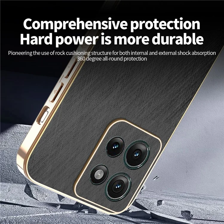 KADEM For Motorola Edge 50 5G Case Electroplating Silk Texture PU + TPU Phone Back Cover - Black