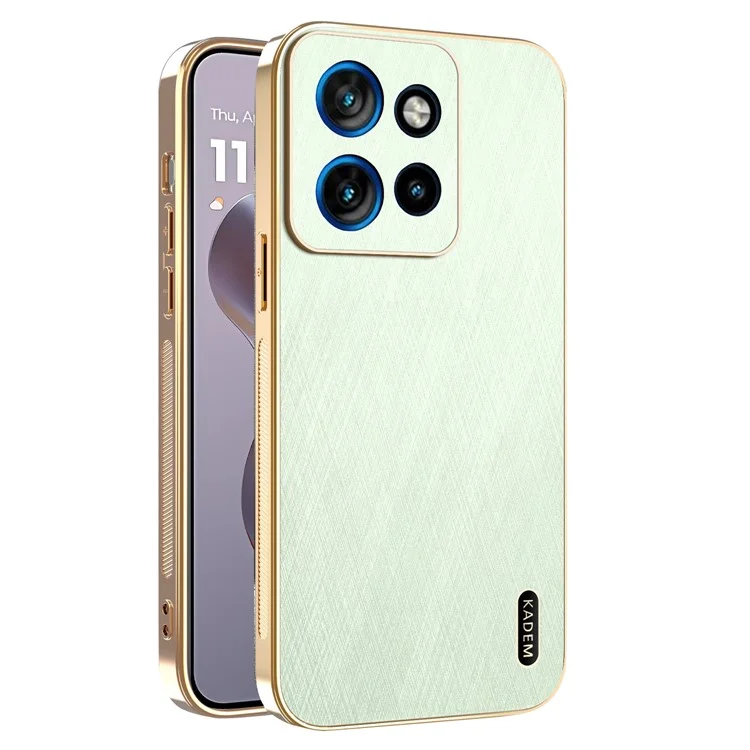 KADEM For Motorola Edge 50 Neo 5G / Moto S50 5G Case Electroplating Silk Texture PU + TPU Phone Back Cover - Green