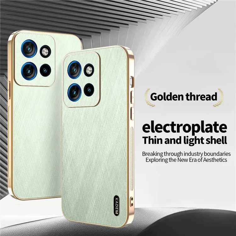 KADEM For Motorola Edge 50 Neo 5G / Moto S50 5G Case Electroplating Silk Texture PU + TPU Phone Back Cover - Green