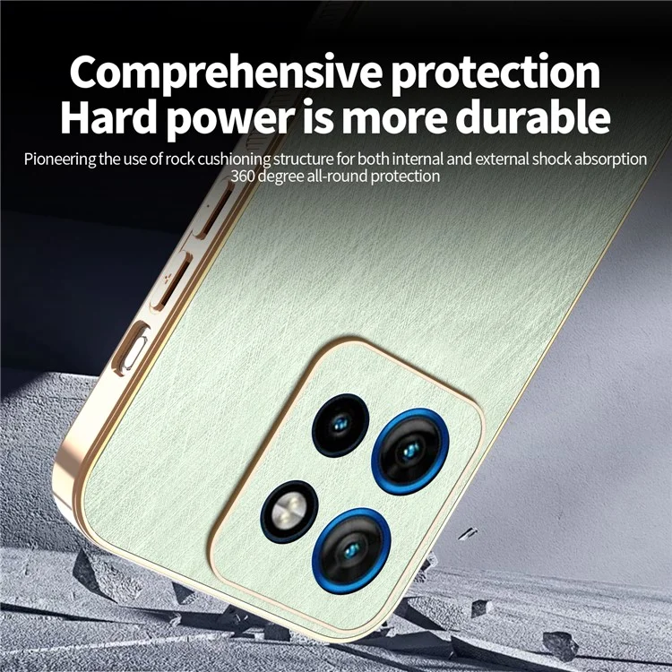 KADEM For Motorola Edge 50 Neo 5G / Moto S50 5G Case Electroplating Silk Texture PU + TPU Phone Back Cover - Green