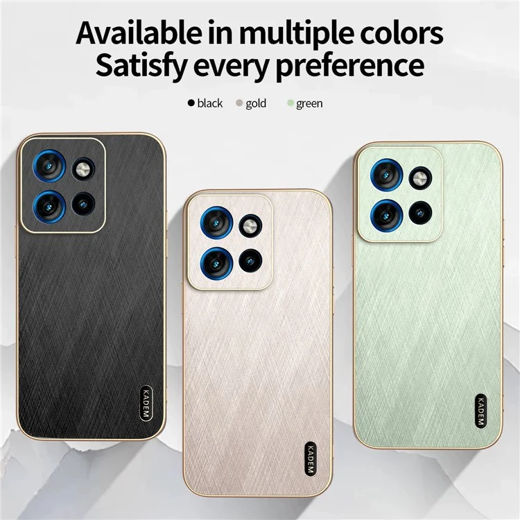 KADEM For Motorola Edge 50 Neo 5G / Moto S50 5G Case Electroplating Silk Texture PU + TPU Phone Back Cover - Green