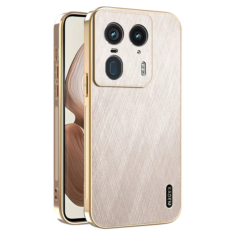 KADEM For Motorola Edge 50 Ultra 5G / Moto X50 Ultra 5G Case Electroplating Silk Texture PU + TPU Phone Back Cover - Gold