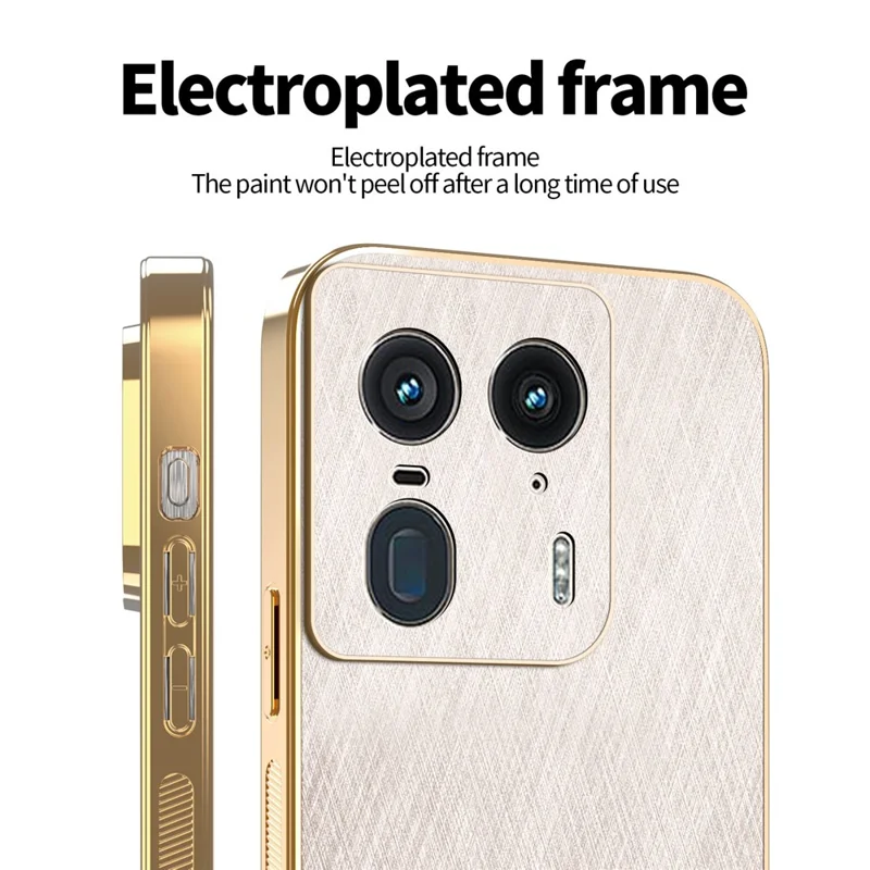 KADEM For Motorola Edge 50 Ultra 5G / Moto X50 Ultra 5G Case Electroplating Silk Texture PU + TPU Phone Back Cover - Gold