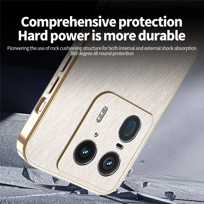 KADEM For Motorola Edge 50 Ultra 5G / Moto X50 Ultra 5G Case Electroplating Silk Texture PU + TPU Phone Back Cover - Gold