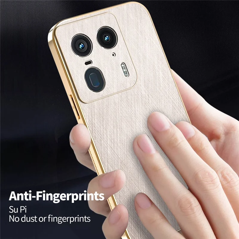 KADEM For Motorola Edge 50 Ultra 5G / Moto X50 Ultra 5G Case Electroplating Silk Texture PU + TPU Phone Back Cover - Gold