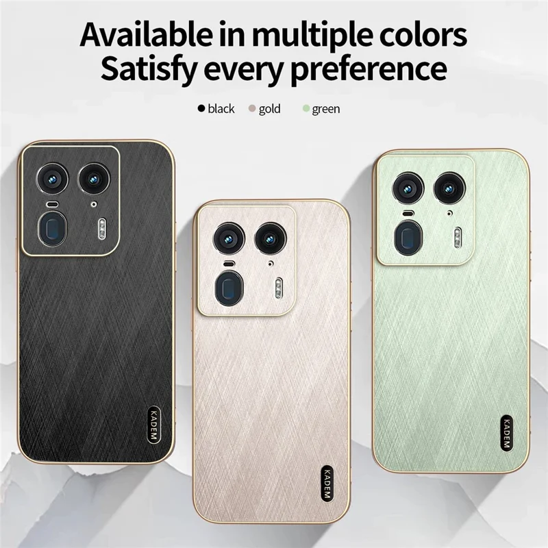 KADEM For Motorola Edge 50 Ultra 5G / Moto X50 Ultra 5G Case Electroplating Silk Texture PU + TPU Phone Back Cover - Gold