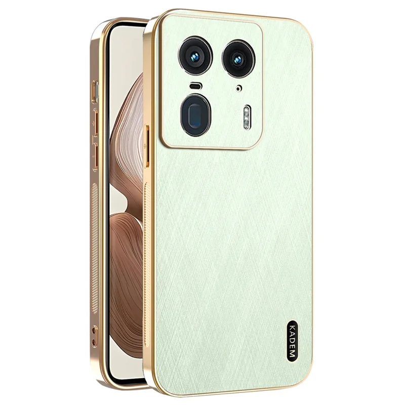 KADEM For Motorola Edge 50 Ultra 5G / Moto X50 Ultra 5G Case Electroplating Silk Texture PU + TPU Phone Back Cover - Green