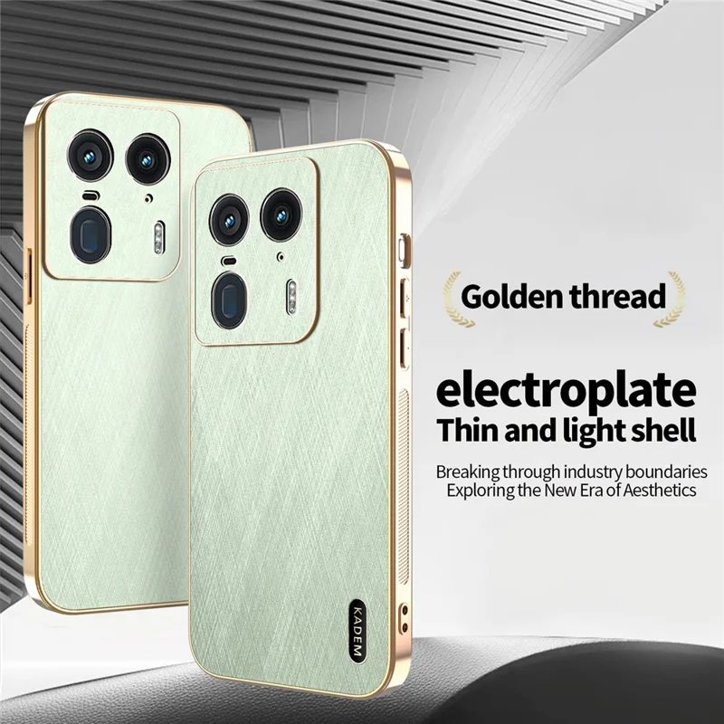 KADEM For Motorola Edge 50 Ultra 5G / Moto X50 Ultra 5G Case Electroplating Silk Texture PU + TPU Phone Back Cover - Green