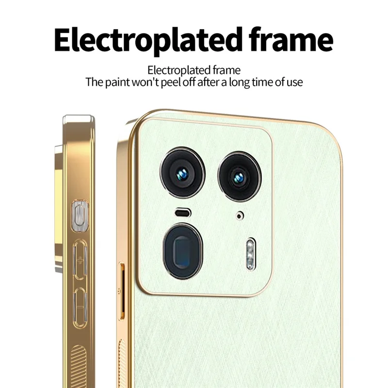 KADEM For Motorola Edge 50 Ultra 5G / Moto X50 Ultra 5G Case Electroplating Silk Texture PU + TPU Phone Back Cover - Green