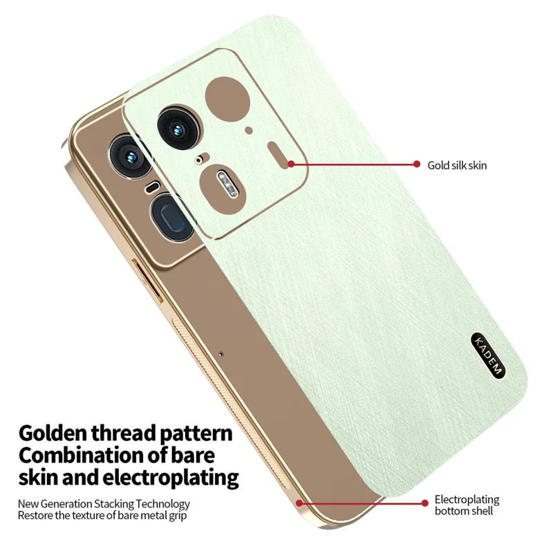 KADEM For Motorola Edge 50 Ultra 5G / Moto X50 Ultra 5G Case Electroplating Silk Texture PU + TPU Phone Back Cover - Green