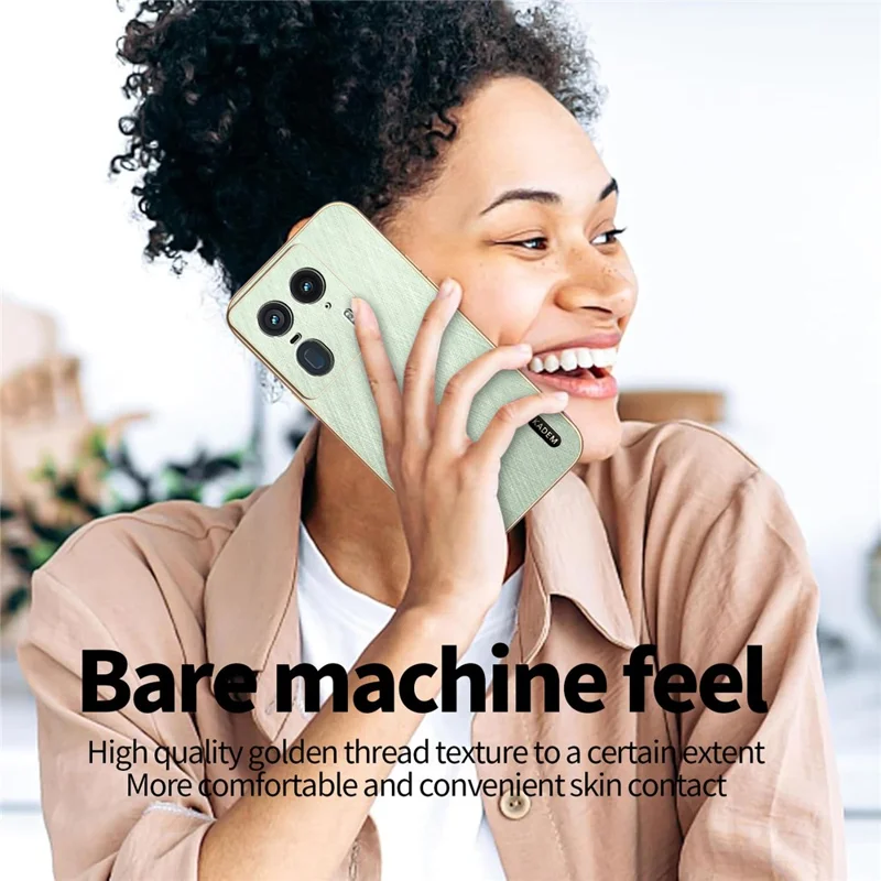 KADEM For Motorola Edge 50 Ultra 5G / Moto X50 Ultra 5G Case Electroplating Silk Texture PU + TPU Phone Back Cover - Green