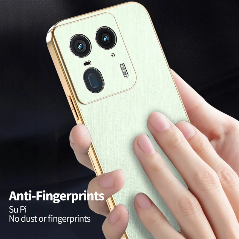 KADEM For Motorola Edge 50 Ultra 5G / Moto X50 Ultra 5G Case Electroplating Silk Texture PU + TPU Phone Back Cover - Green