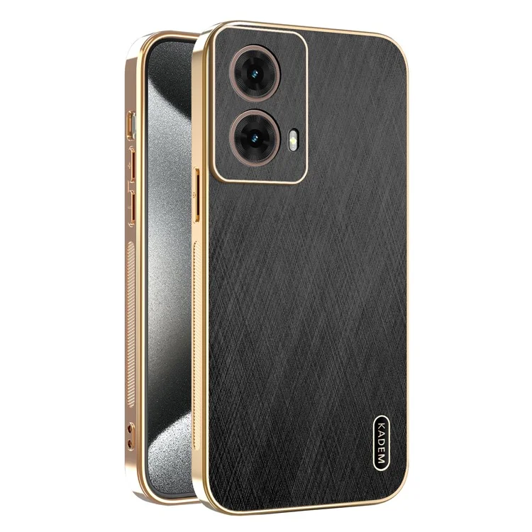 KADEM para Motorola Moto G85 5G Funda Electropulida con Textura de Seda PU + TPU Carcasa Trasera para Móvil - Negro