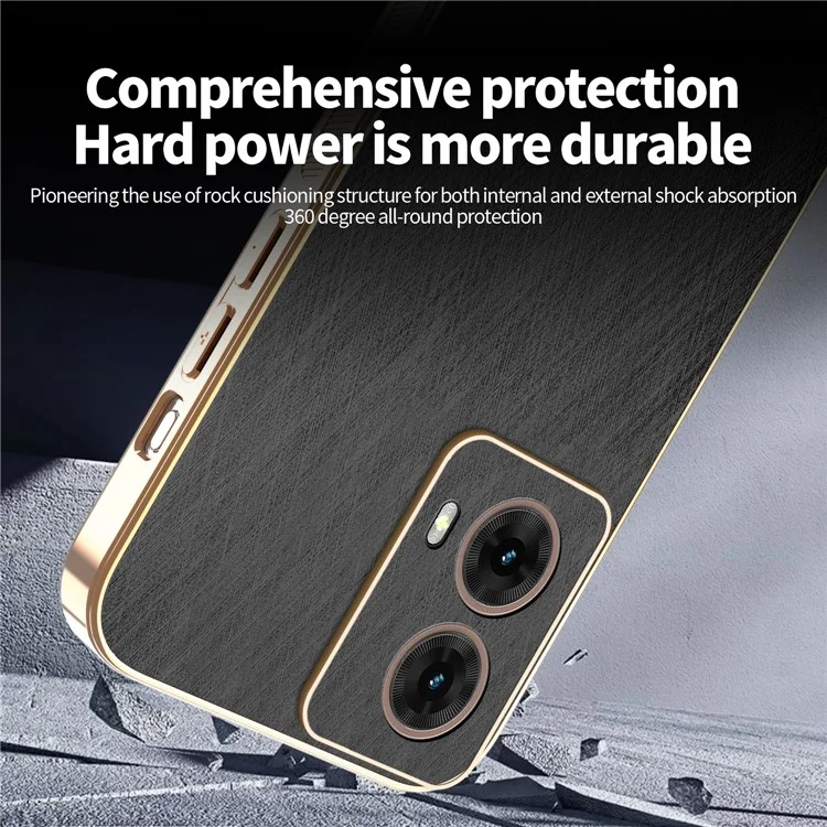 KADEM para Motorola Moto G85 5G Funda Electropulida con Textura de Seda PU + TPU Carcasa Trasera para Móvil - Negro