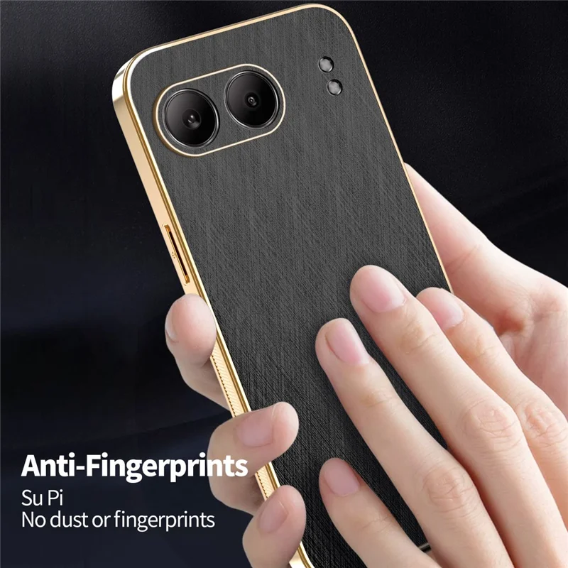 KADEM For OnePlus Nord 4 Case Electroplating Silk Texture PU + TPU Phone Back Cover - Black