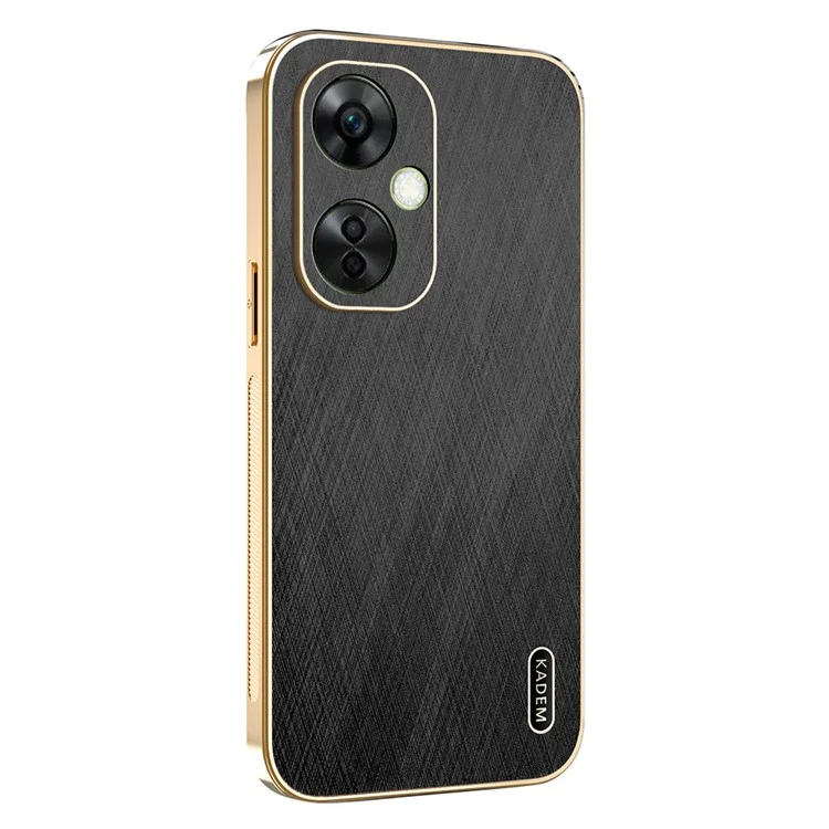 KADEM For OnePlus Nord CE 3 Lite 5G / Nord N30 5G Case Electroplating Silk Texture PU + TPU Phone Back Cover - Black