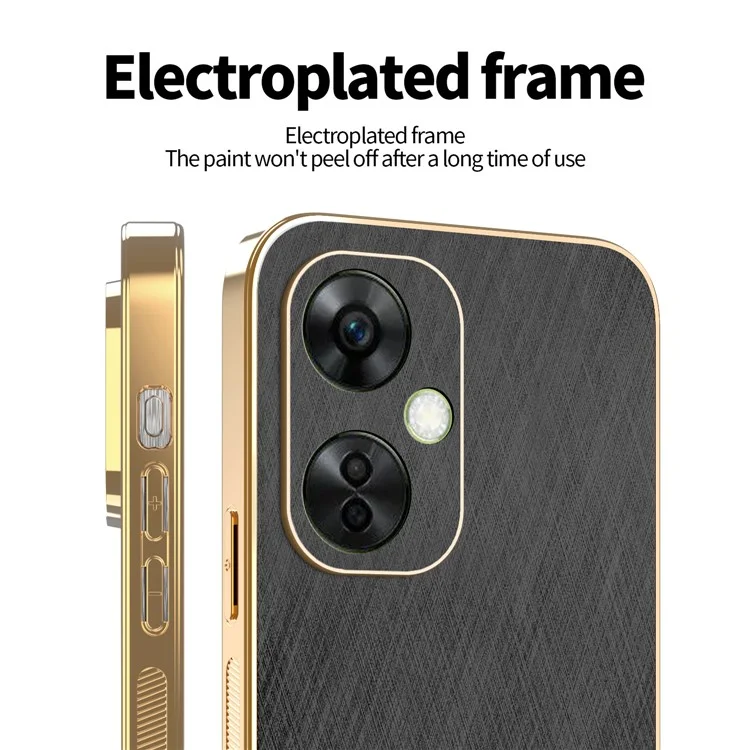 KADEM For OnePlus Nord CE 3 Lite 5G / Nord N30 5G Case Electroplating Silk Texture PU + TPU Phone Back Cover - Black