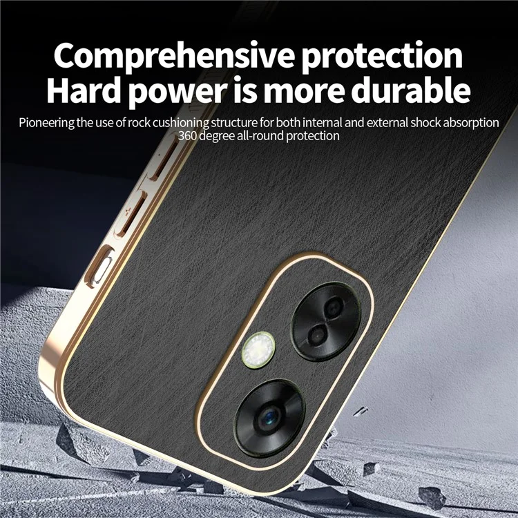 KADEM For OnePlus Nord CE 3 Lite 5G / Nord N30 5G Case Electroplating Silk Texture PU + TPU Phone Back Cover - Black
