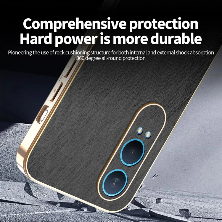 KADEM For OnePlus Nord CE4 Lite 5G Case Electroplating Silk Texture PU + TPU Phone Back Cover - Black