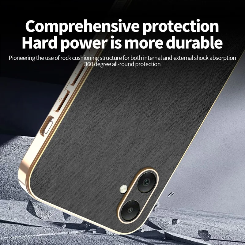 KADEM Pour Samsung Galaxy A06 4G Étui Électroplaquage Texture de soie PU + Couverture arrière du téléphone TPU - Noir
