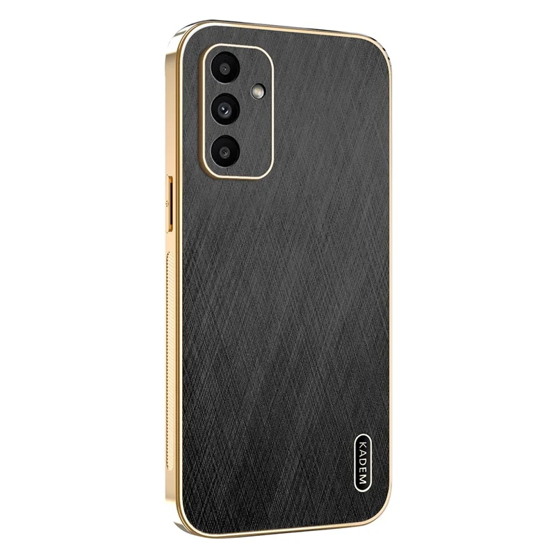 KADEM For Samsung Galaxy  A15 4G / 5G Case Electroplating Silk Texture PU + TPU Phone Back Cover - Black