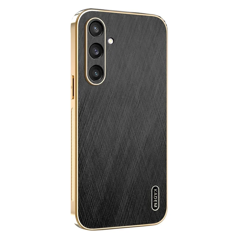 KADEM Obudowa na Samsung Galaxy S25 z powłoką elektrolityczną, powierzchnia z fakturą jedwabiu, tylna pokrywa z PU + TPU - Czarny